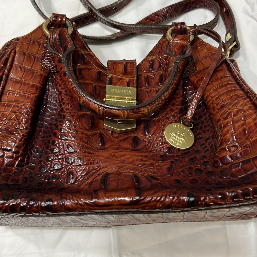 Brahmin Melbourne Elise Pecan Crossbody Handbag w/Dust Bag